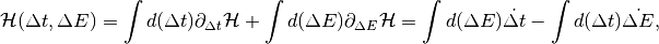 \mathcal{H}(\Delta t, \Delta E) = \int d(\Delta t) \partial_{\Delta t} \mathcal{H}  + \int d(\Delta E) \partial_{\Delta E} \mathcal{H}  = \int d(\Delta E) \dot{\Delta t} - \int d(\Delta t) \dot{\Delta E} ,