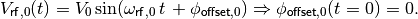 V_{\mathsf{rf},0}(t) = V_0 \sin(\omega_{\mathsf{rf},0} \, t \, + \phi_{\mathsf{offset},0}) \Rightarrow \phi_{\mathsf{offset},0} (t=0) = 0.